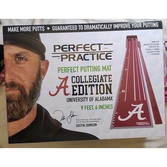 New Perfect Practice Collegiate Putting Mat 9'6" Dustin Johnson Golf - Alabama - Picture 1 of 4